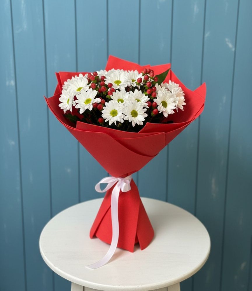 Букет ягоды на снегу в Андреевской Ростовской области Букет цветов из: Хризантемы в Андреевской Ростовской области