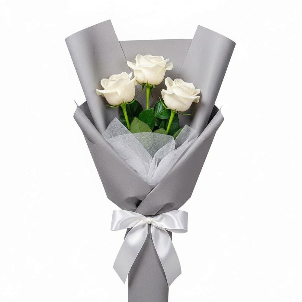 Букет 3 белые розы в Андреевской Ростовской области