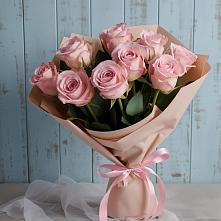 9 розовых роз в Андреевской Ростовской области Букет цветов из:  Розы в Андреевской Ростовской области